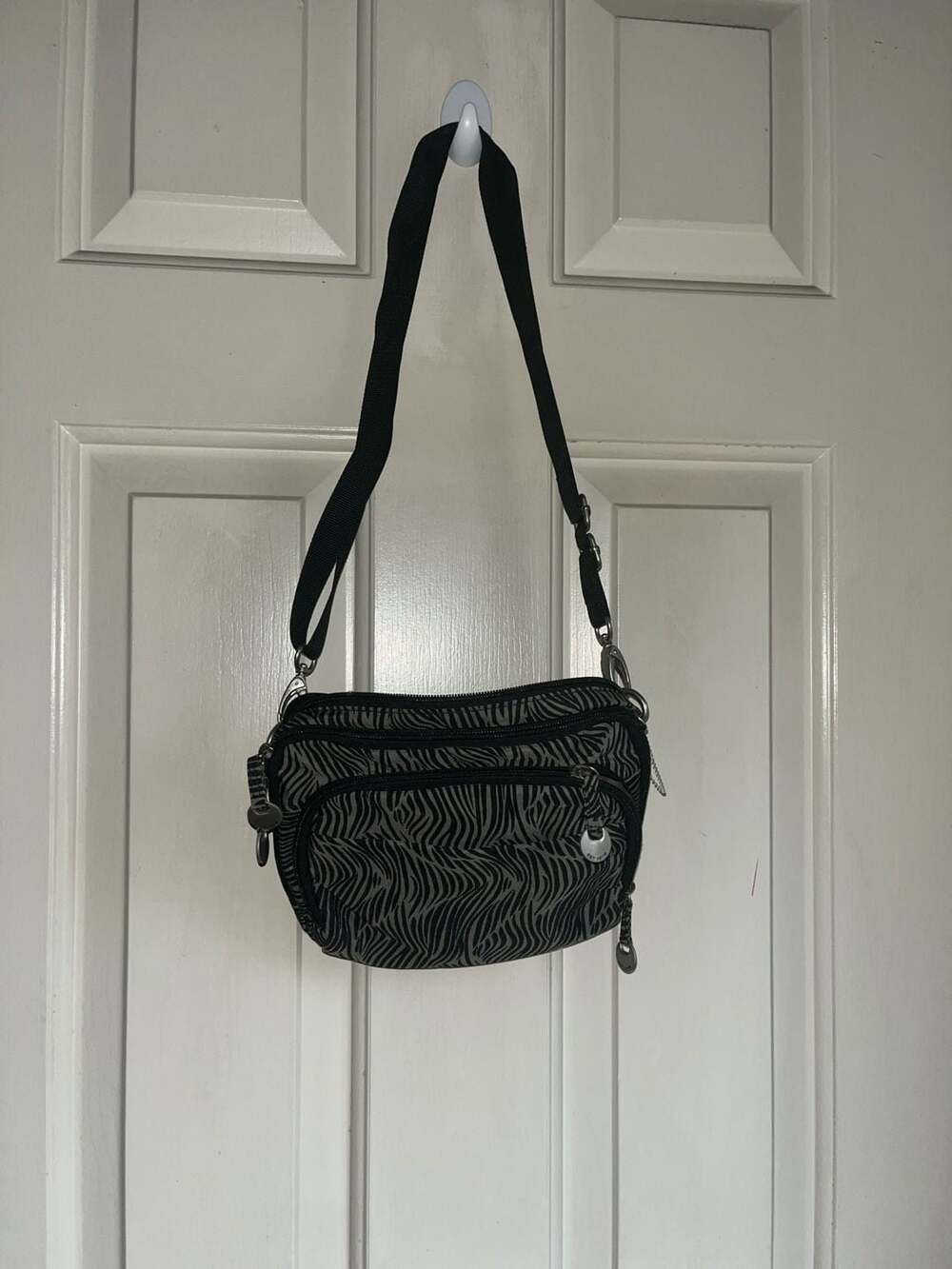 Travelon Anti-Theft Zebra Print Multi-Zip Crossbody Bag